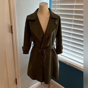 Gianni Bini Dark Olive Green Trench Coat with belt